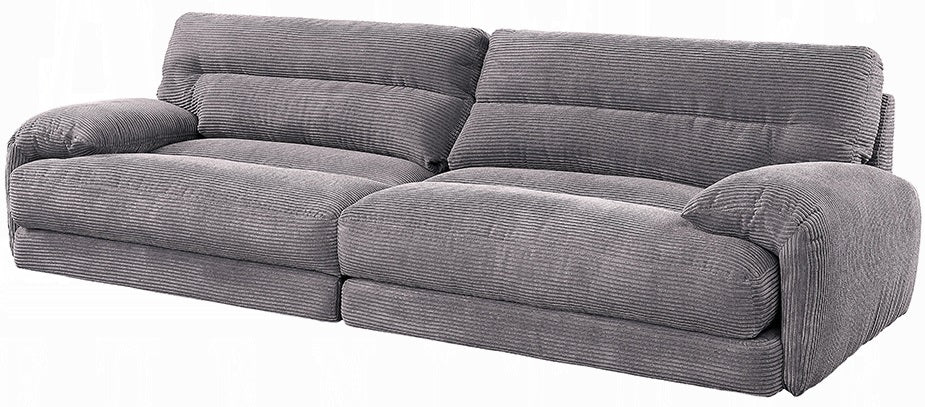 Acme LV03260-61 2 PC Cadenza gray corduroy fabric large sofa and love seat set over stuffed