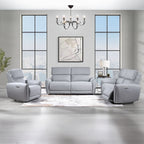 Acme LV03335-36 2 pc Jeromie grey faux leather power motion sofa and love seat set recliner ends USB plugs