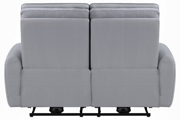 Acme LV03335-36 2 pc Jeromie grey faux leather power motion sofa and love seat set recliner ends USB plugs