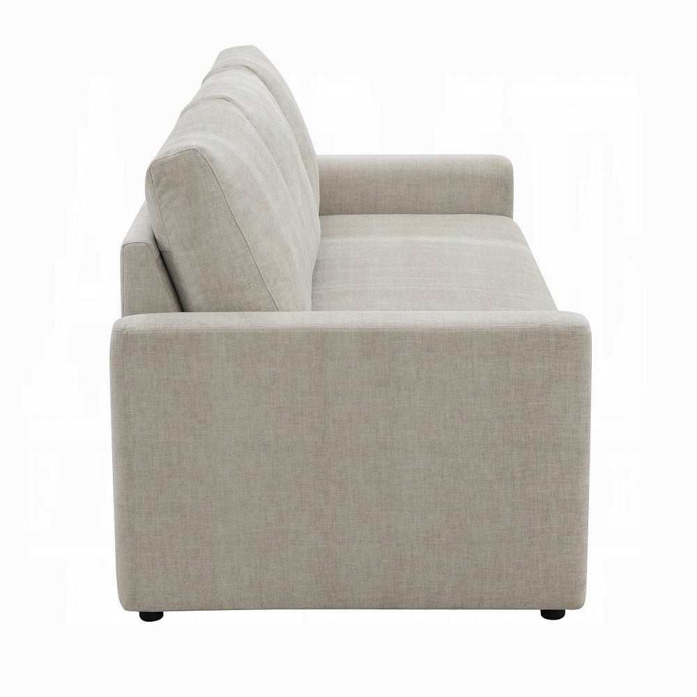 Acme LV03490 Leira beige linen like fabric sofa fold out sleep area