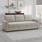 Acme LV03490 Leira beige linen like fabric sofa fold out sleep area