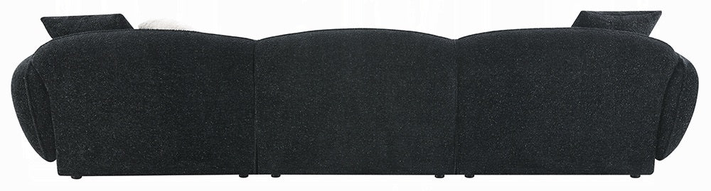 Acme LV03525 3 pc Lucifer black fabric 127" sectional sofa with chaise and throw pillows