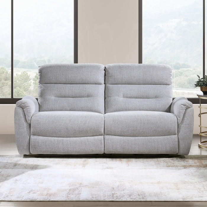 Acme LV03585-86 2 pc Eastre beige chenille sofa and love seat set power motion recliner ends USB ports