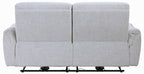 Acme LV03585-86 2 pc Eastre beige chenille sofa and love seat set power motion recliner ends USB ports
