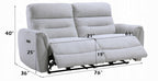 Acme LV03585-86 2 pc Eastre beige chenille sofa and love seat set power motion recliner ends USB ports