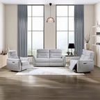 Acme LV03585-86 2 pc Eastre beige chenille sofa and love seat set power motion recliner ends USB ports