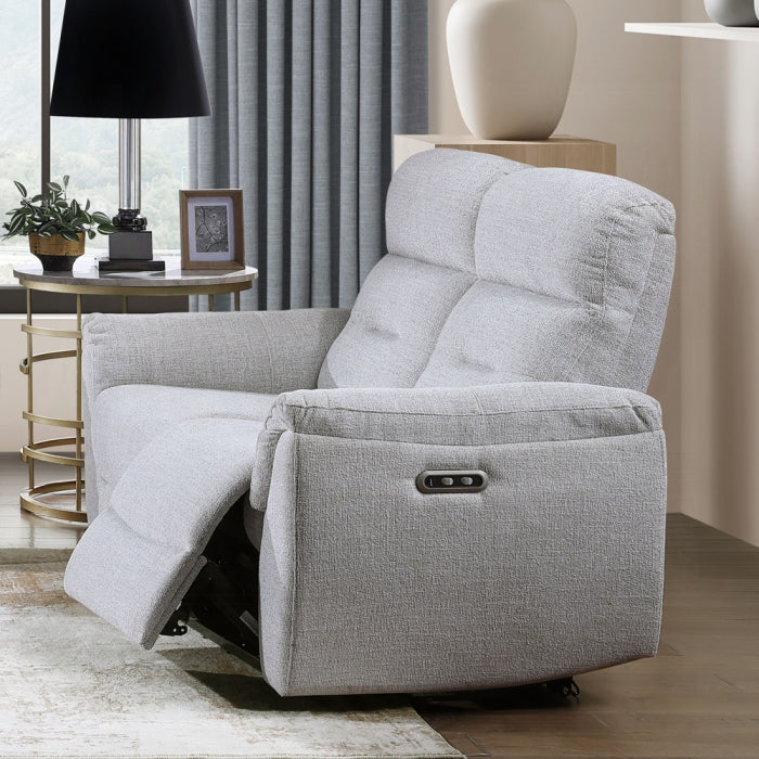 Acme LV03585-86 2 pc Eastre beige chenille sofa and love seat set power motion recliner ends USB ports