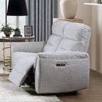 Acme LV03585-86 2 pc Eastre beige chenille sofa and love seat set power motion recliner ends USB ports