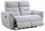 Acme LV03585-86 2 pc Eastre beige chenille sofa and love seat set power motion recliner ends USB ports