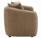 Acme LV03600-01 2 pc set Keith brown chenille fabric rounded back tapered edges sofa and love seat set