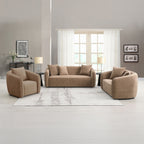 Acme LV03600-01 2 pc set Keith brown chenille fabric rounded back tapered edges sofa and love seat set