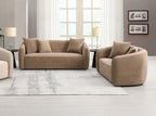 Acme LV03600-01 2 pc set Keith brown chenille fabric rounded back tapered edges sofa and love seat set