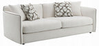 Acme LV03605-06 2 pc set Yolanda beige chenille fabric piping trim tapered edges sofa and love seat set