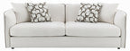 Acme LV03605-06 2 pc set Yolanda beige chenille fabric piping trim tapered edges sofa and love seat set