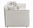 Acme LV03605-06 2 pc set Yolanda beige chenille fabric piping trim tapered edges sofa and love seat set
