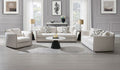 Acme LV03605-06 2 pc set Yolanda beige chenille fabric piping trim tapered edges sofa and love seat set