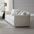 Acme LV03605-06 2 pc set Yolanda beige chenille fabric piping trim tapered edges sofa and love seat set