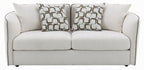 Acme LV03605-06 2 pc set Yolanda beige chenille fabric piping trim tapered edges sofa and love seat set