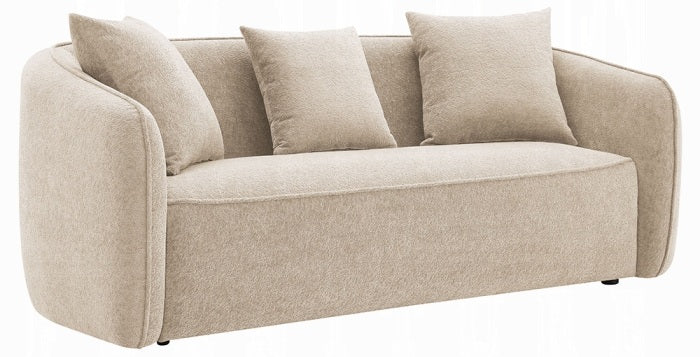Acme LV03610-11 2 pc set Keith beige chenille fabric rounded back tapered edges sofa and love seat set