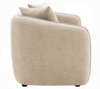 Acme LV03610-11 2 pc set Keith beige chenille fabric rounded back tapered edges sofa and love seat set