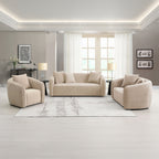 Acme LV03610-11 2 pc set Keith beige chenille fabric rounded back tapered edges sofa and love seat set