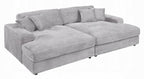 Acme LV03680 2 pc Hilde light grey corduroy velvet fabric sectional sofa with double chaise lounger