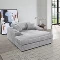Acme LV03681 Hilde light grey corduroy velvet fabric wide chaise lounger with cup holders in arms