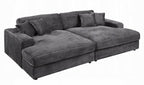 Acme LV03690 2 pc Hilde grey corduroy velvet fabric sectional sofa with double chaise lounger