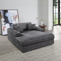 Acme LV03691 Hilde grey corduroy velvet fabric wide chaise lounger with cup holders in arms