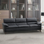 Acme LV03700-01 2 pc Eilene black top grain leather mid century modern sofa and love seat set