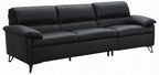 Acme LV03700-01 2 pc Eilene black top grain leather mid century modern sofa and love seat set