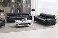 Acme LV03700-01 2 pc Eilene black top grain leather mid century modern sofa and love seat set