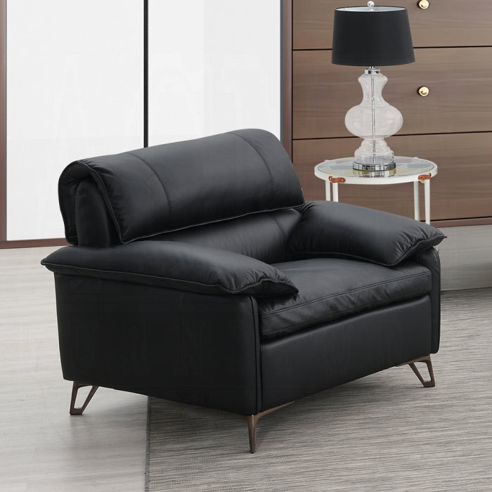 Acme LV03702 Eilene black top grain leather mid century modern accent chair