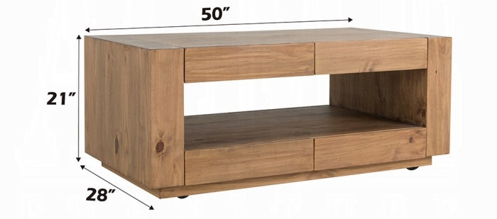 Acme LV03775 Harlan brown finish wood coffee table with 8 drawers rustic cube design