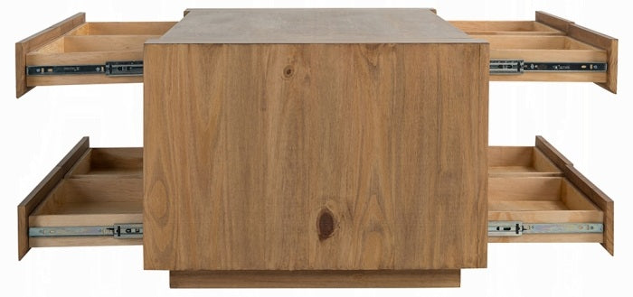 Acme LV03775 Harlan brown finish wood coffee table with 8 drawers rustic cube design