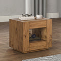 Acme LV03776 Harlan brown finish wood end table with 2 drawers rustic cube design