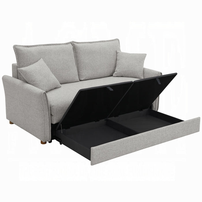 Acme LV03800 Oren grey chenille fabric sofa with fold out sleep area