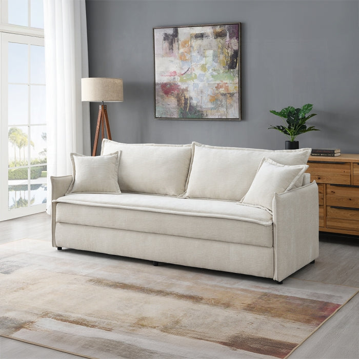 Acme LV03810 Elisea beige fabric sofa with fold out sleep area