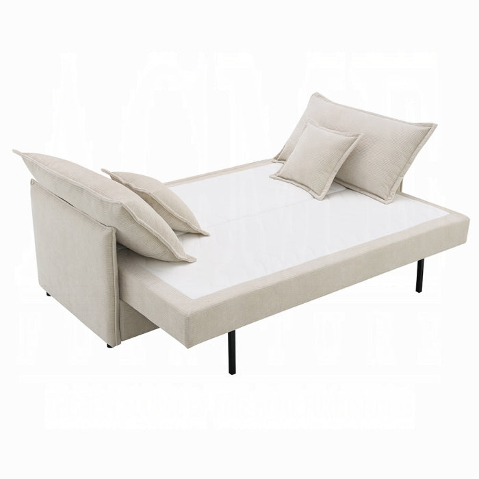 Acme LV03810 Elisea beige fabric sofa with fold out sleep area