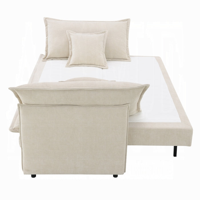 Acme LV03810 Elisea beige fabric sofa with fold out sleep area