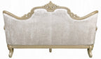 Acme LV03820-21 2 pc Libertee champagne silver finish ornate wood beige fabric traditional sofa and love seat set tufted back