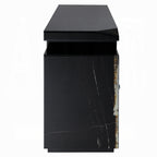 Acme LV03868 Black marbled mirror finish 59" TV stand with built in fireplace unit with remote