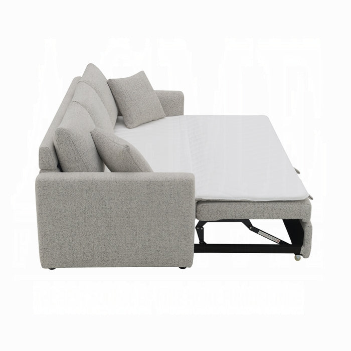 Acme LV03880 Connie grey boucle fabric sofa fold out sleep area