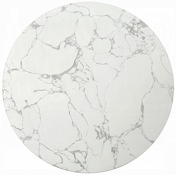 Acme LV03945  Clayten espresso finish wood 35" round marble top coffee table ribbed design and gold metal accents