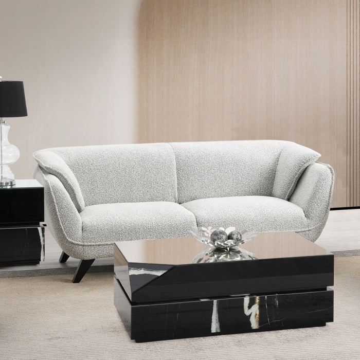 Acme LV04200-01 2 pc Nayeli light grey boucle fabric sofa and love seat set
