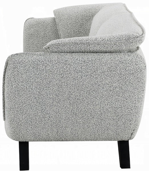 Acme LV04200-01 2 pc Nayeli light grey boucle fabric sofa and love seat set