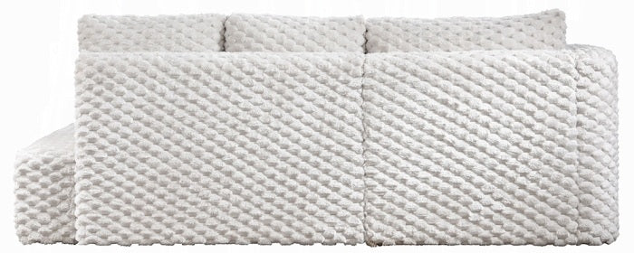 Acme LV04260 2 pc Manya ivory corduroy fabric 97" modern low rise sectional sofa with chaise and pillows