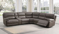 Acme LV04270 6 PC Kantu brown faux leather power motion sectional sofa with power adjustable headrests and cup console USB charging