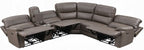 Acme LV04270 6 PC Kantu brown faux leather power motion sectional sofa with power adjustable headrests and cup console USB charging