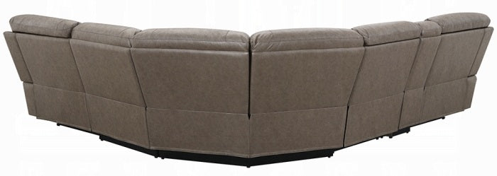 Acme LV04270 6 PC Kantu brown faux leather power motion sectional sofa with power adjustable headrests and cup console USB charging